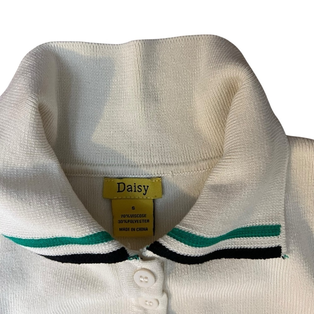 Daisy|Girls 2-Piece Knit Set -Polo Top & Pleated Skort- Cream/Ivory -Size S - Picture 6 of 10